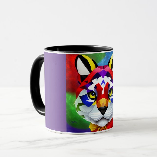 Alexander's Cat purple and black centre combo mug (Front Left)