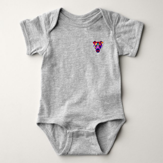 Alexander's Dog baby grey bodysuit pocket (Front)