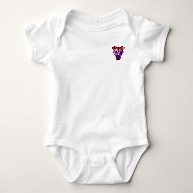 Alexander's Dog baby white bodysuit pocket (Front)