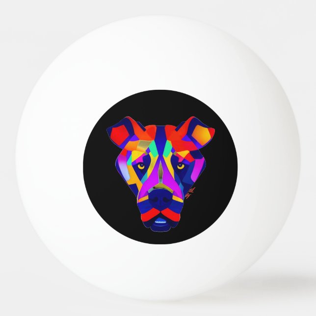 Alexander's Dog black 1-star ping pong ball (Front)