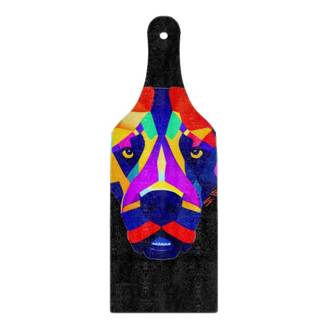 Alexander's Dog black glass paddle cutting board (Front)