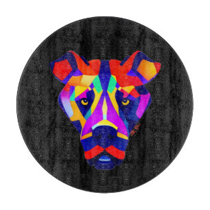 Alexander's Dog black round glass cutting board