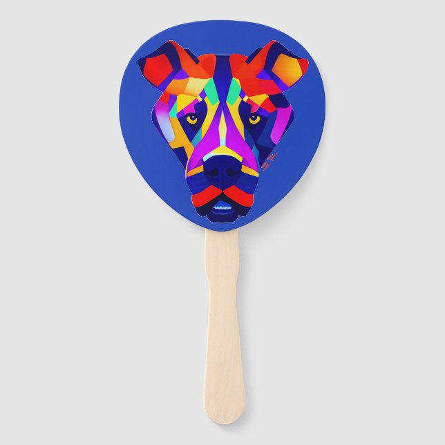 Alexander's Dog blue paddle hand fans (Front)