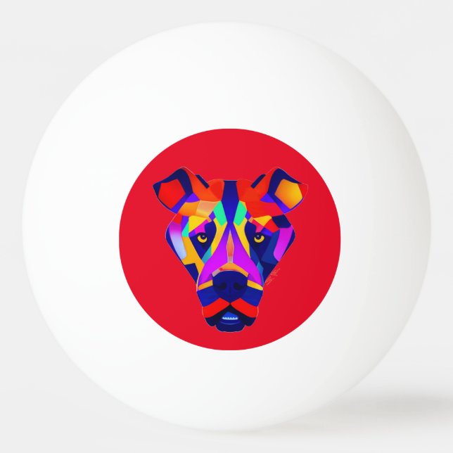 Alexander's Dog red 1-star ping pong ball (Front)