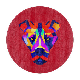 Alexander's Dog red round glass cutting board