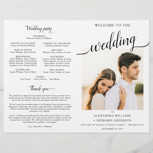 Alexandra Catholic Wedding Mass Ceremony Program (Front)