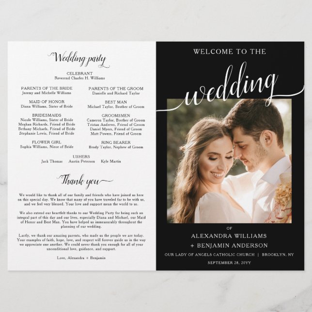 Alexandra Catholic Wedding Mass Ceremony Program (Front)
