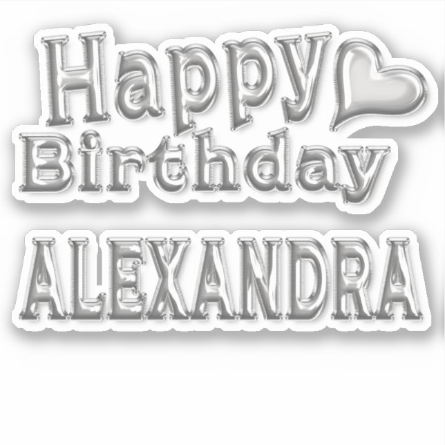 Alexandra Happy Birthday silver Sticker (Front)