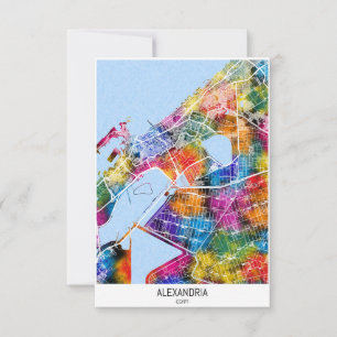 Alexandria Egypt City Map Thank You Card