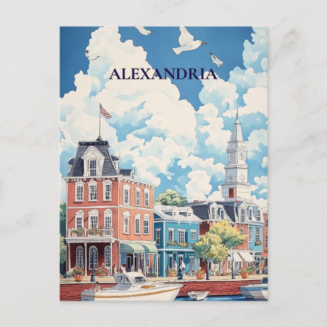 Alexandria Historic Waterfront Travel Postcard (Front)