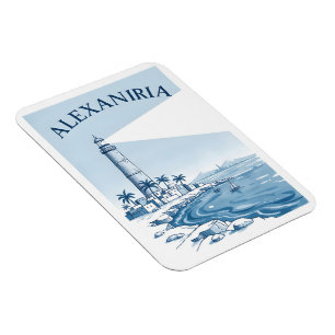 Alexandria Lighthouse Coastal Scene Travel Magnet