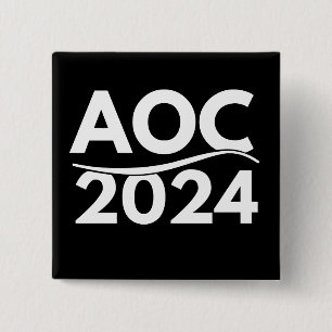 alexandria ocasio cortez 2024, aoc 2024, aoc butto 15 cm square badge
