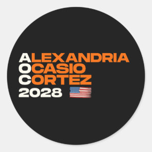 Alexandria Ocasio-Cortez 2028 American Flag Classic Round Sticker
