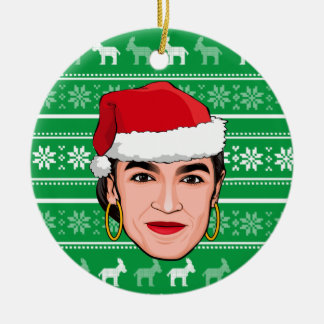 Alexandria Ocasio-Cortez (AOC) Christmas Ceramic Tree Decoration