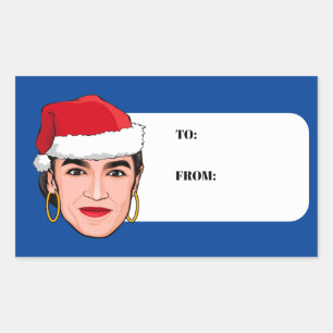 Alexandria Ocasio-Cortez (AOC) Christmas Rectangular Sticker