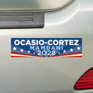 Alexandria Ocasio-Cortez AOC Zohran Mamdani 2028 Bumper Sticker