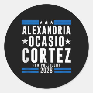 Alexandria Ocasio Cortez For President 2028, Aoc 2 Classic Round Sticker