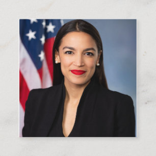 Alexandria Ocasio Cortez Portrait Square Business Card
