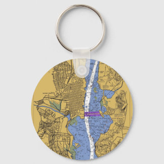 Alexandria VA Nautical Harbour Chart Keycha Key Ring