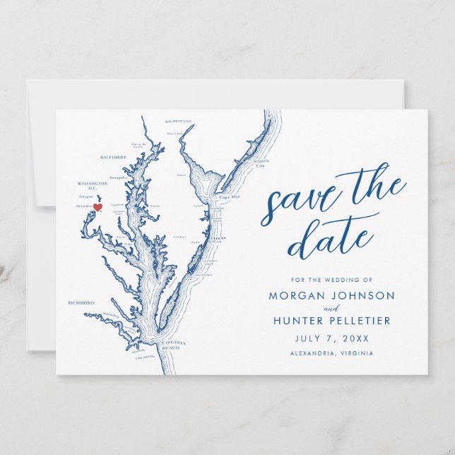 Alexandria Virginia Map Modern Wedding Save The Date (Front)