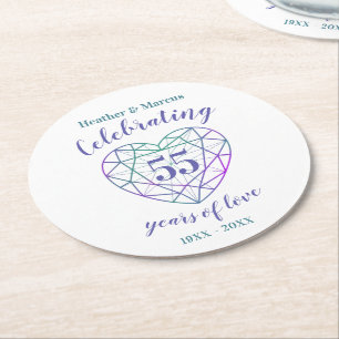 Alexandrite 55 years of love anniversary coasters