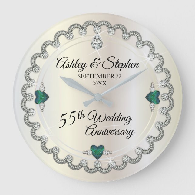 Alexandrite Diamonds 55th Wedding Anniversary  Large Clock (Front)