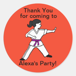 Alexa's Martial Arts Party Thank You stickers