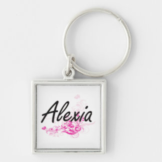 Alexia Artistic Name Design with Flowers Key Ring
