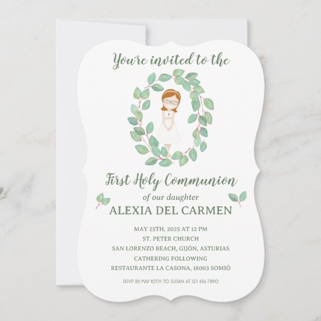 Alexia First Communion Invitation (Front)
