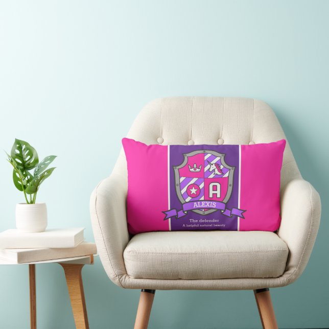 Alexis A name meaning pink crest unicorn  Lumbar Cushion (Chair)
