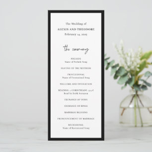 Alexis Black and White Elegant Modern Wedding Programme