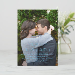 Alexis Blue Elegant Modern Wedding Invitation