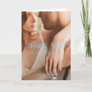 Alexis Blue Elegant Modern Wedding Thank You Card