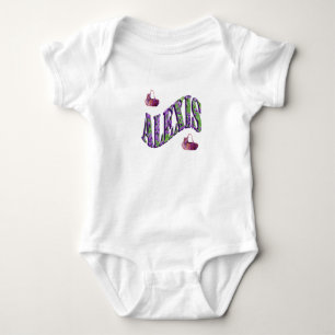 Alexis, Girls Name Made With Lavender, Baby Bodysu Bodysuit