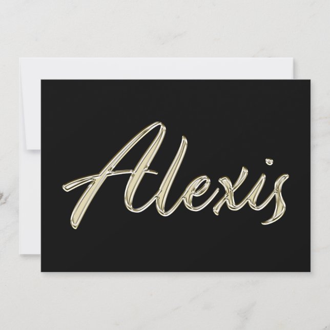 Alexis Name white gold Handwriting Card (Front)