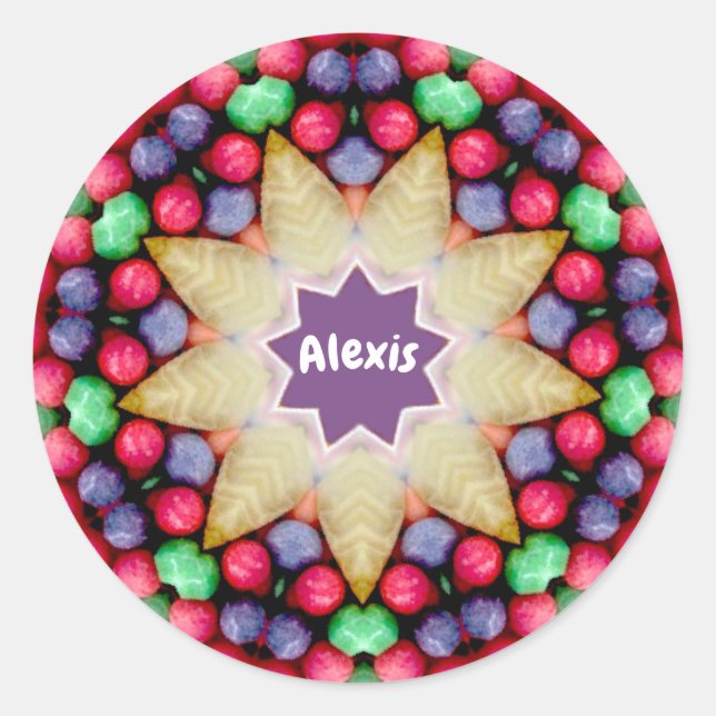 ALEXIS ~ Personalised Easter Candy Pattern ~ Class Classic Round Sticker (Front)