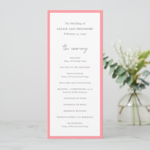Alexis Pink Elegant Modern Wedding Programme