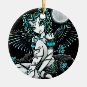 "Alexis" Water Lily Moon Angel Ornament
