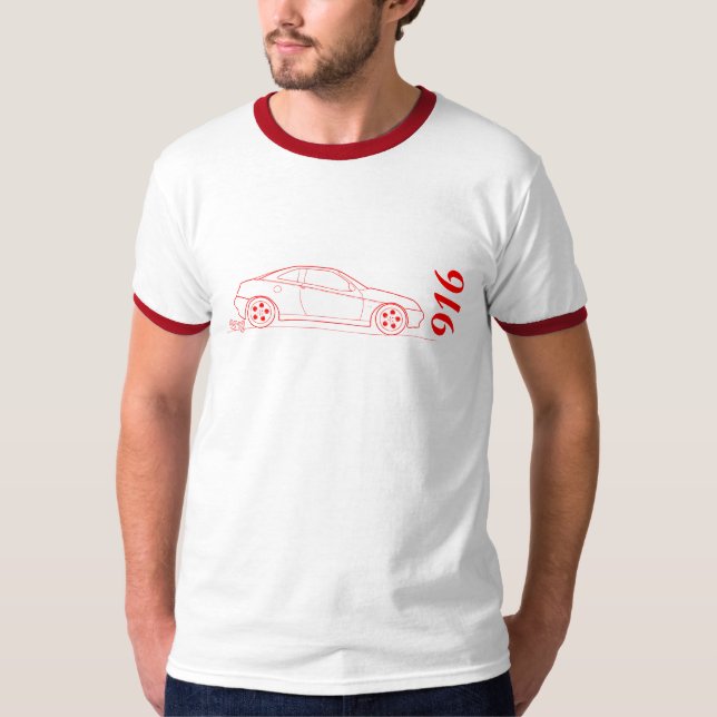 Alfa 916 Gtv from side - outline in red T-Shirt (Front)