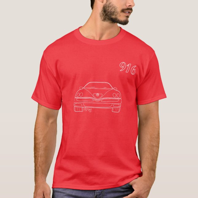 Alfa 916 GTV Spider outline T-shirt  Red (Front)