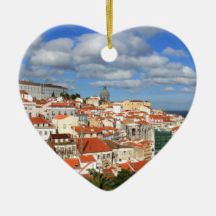 Alfama Lisbon rooftops Ceramic Tree Decoration