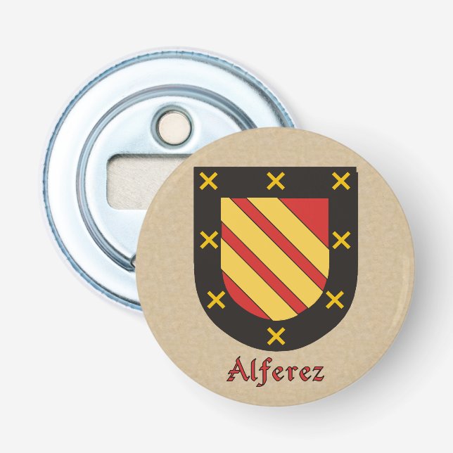 Alferez Historical Arms Shield Bottle Opener (Front)