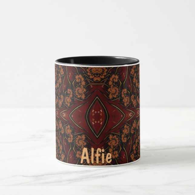 ALFIE ~ GLOSSY 3D Zany Brown Black  Mug (Center)