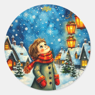 ALFIE PRETTY 3D! Gold, Red and Green ~    Classic Round Sticker