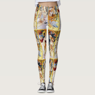Alfons Mucha 1895 The Four Seasons Leggings