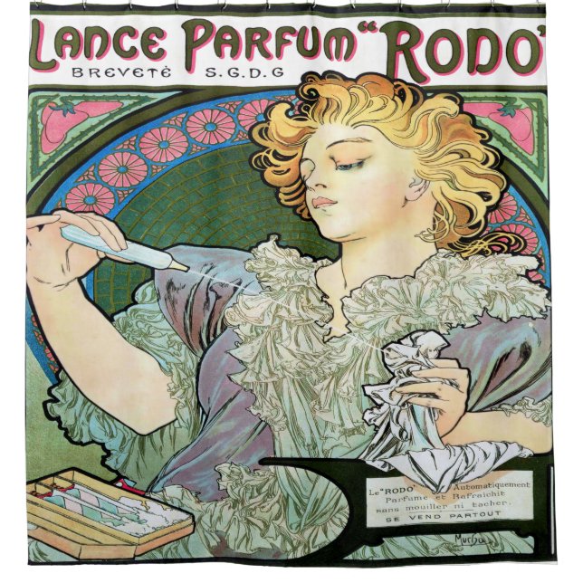 Alfons Mucha 1896 Lance Parfum Rodo Shower Curtain (Front)