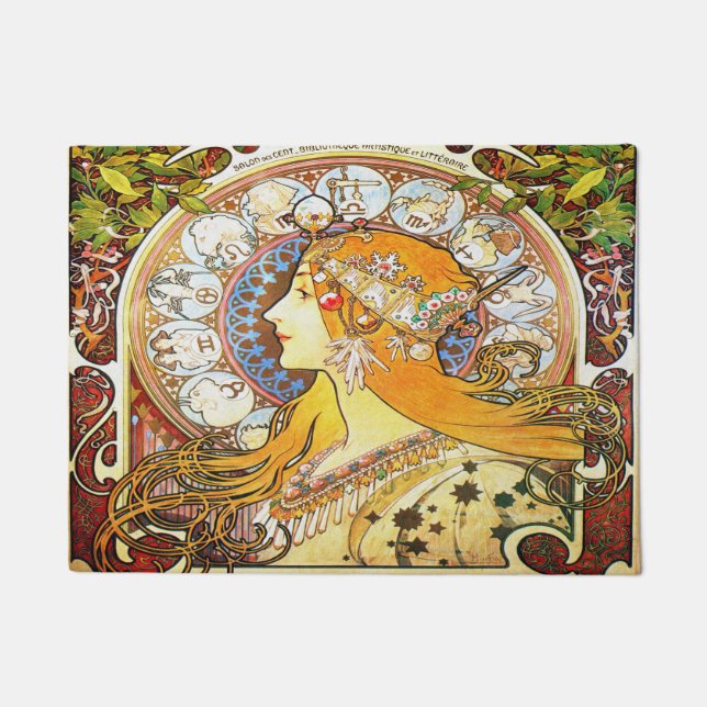 Alfons Mucha 1896 Zodiac Doormat (Front)