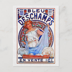 Alfons Mucha 1897 Bleu Deschamps Postcard