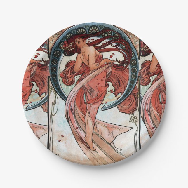 Alfons Mucha 1898 Dance Paper Plate (Front)