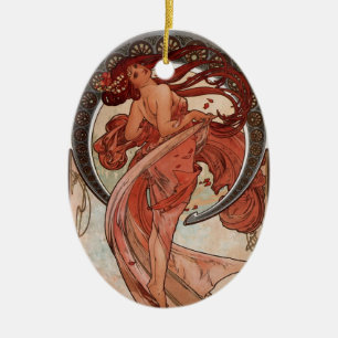 Alfons Mucha Dance Ceramic Tree Decoration